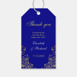 Stylische Navy Blue Gold Script Hochzeit Vielen Da Geschenkanhänger