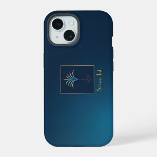 Stylische Navy Monogrammierte Midnight Palm iPhone 15 Hülle