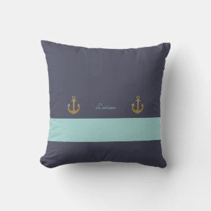 stylische navyblaue & personalisierte nautische kissen für draußen