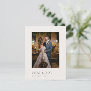 Stylische neutrale Foto-Moderne Hochzeit Dankeskarte