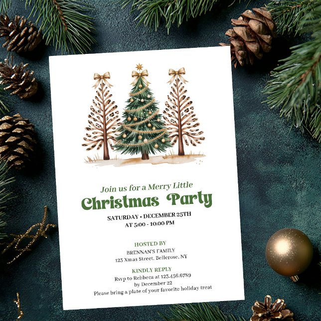 Stylische neutrale Leoparden-Weihnachtsbaum-Einlad Einladung (Stylish neutral leopard Christmas tree invitation)