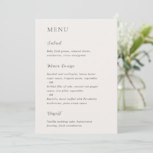 Stylische neutrale moderne Hochzeit Menükarte