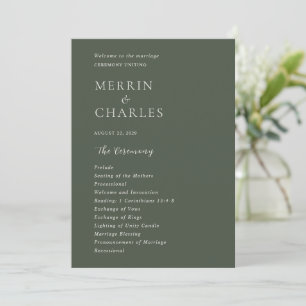 Stylische Oliven-Grüne Moderne Hochzeit Programm