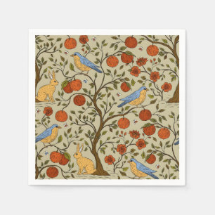 Stylische orange Äpfel auf braunen Bäumen Design Serviette