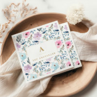 Stylische Pastel Blue Watercolor Blume Monogram