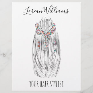 Stylische Pastell-Hairstylistin-Flechtfrisur-Blume Flyer