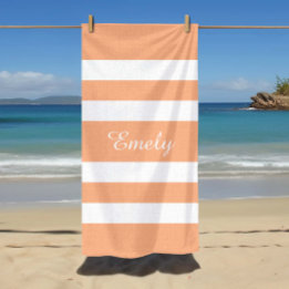 Stylische Pfirsich-Rosa-Streifen Strandtuch