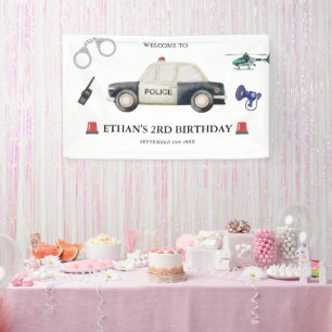 Stylische Polizei Kindergeburtstag Banner