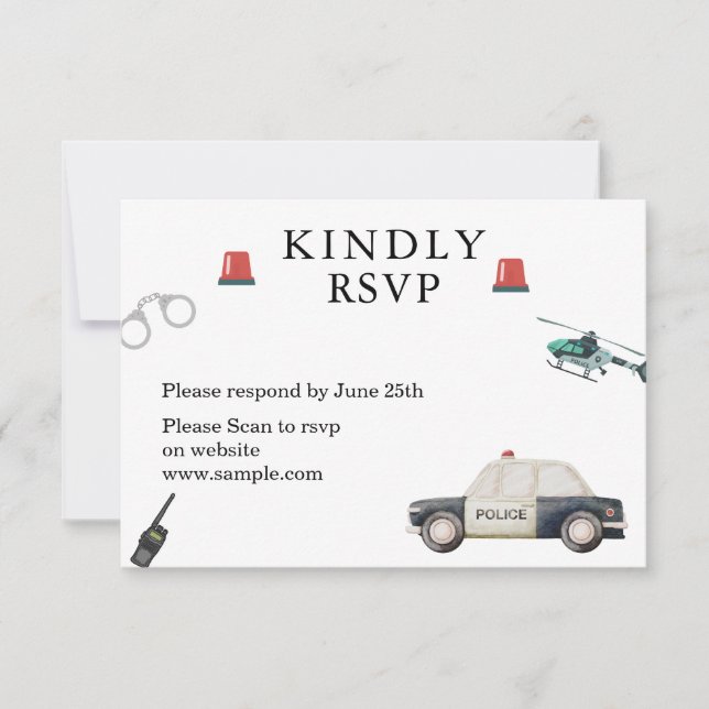 Stylische Polizei Kindergeburtstag Dankeskarte (Vorderseite)