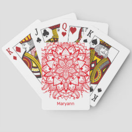 Stylische Red Blume Mandala Boho individuell angep Spielkarten