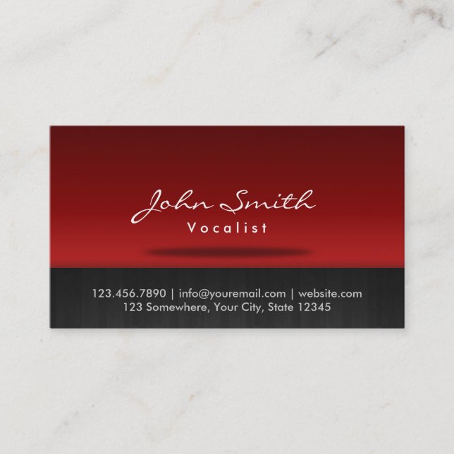 Stylische Red Bühne Vocalist Business Card Visitenkarte (Vorderseite)