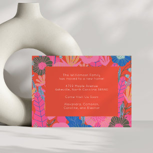 Stylische Red Floral Wir haben neue Zuhause Moving Ankündigung