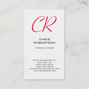 Stylische Red Monogram Schwarz-weiß Business Card Visitenkarte