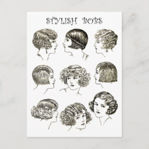 Stylische Retro-Bob-Frisuren Postkarte