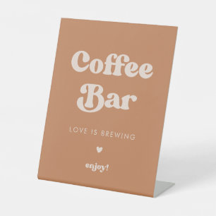 Stylische Retro-Brauner-Zucker-Hochzeits-Cafébar Sockelschild