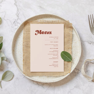 Stylische Retro-Hochzeit in Pfirsichrosa Menükarte
