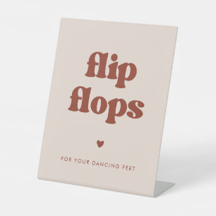 Stylische Retro-Pfirsich-Pink-Flip-Flops-Hochzeit Sockelschild