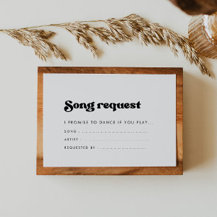 Stylische Retro Schwarz-Weiß Songwunsch Begleitkarte