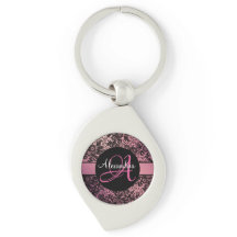 Stylische Rosa Blush Black Floral Monogram Custom