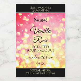 Stylische rosa goldene Glitter-Produktverpackungs- Lebensmitteletikett