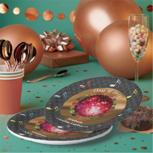 Stylische rote Disco-Kugel Abschlussfeier Spaß Pappteller
