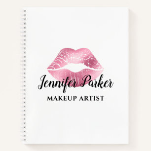 Stylische rote Glitter-Lippen Makeup-Artist Notizbuch