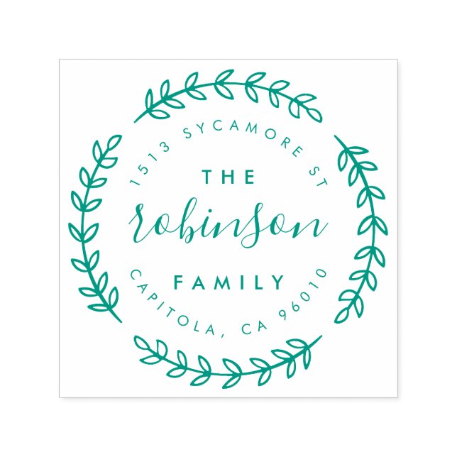 Stylische Rücksendeadresse für Circular Leaf Permastempel (Design)