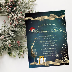 Stylische Santa Mütze, Glas, Firmenweihnachtsfeier Einladung