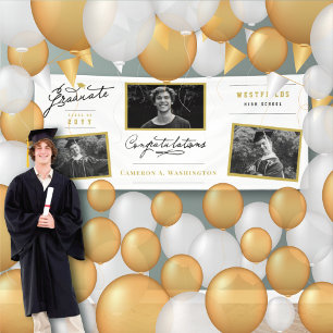 Stylische Schrift Graduate 3 Foto-Abschlussfeier Banner
