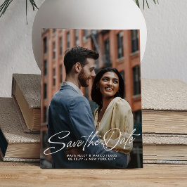 Stylische Schrift Zwei-Foto-Hochzeit Save The Date
