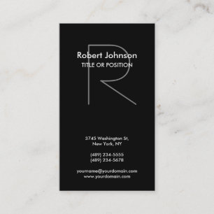 Stylische Schwarz-weiß Gray Monogram Business Card Visitenkarte