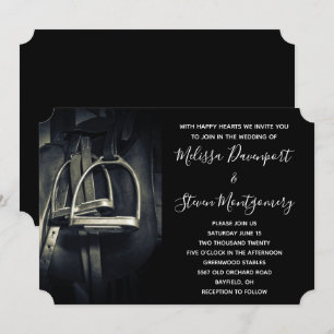 Stylische silberne Steigbügel auf englischem Reits Einladung