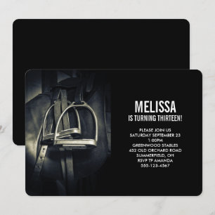 Stylische silberne Steigbügel auf englischem Reits Einladung