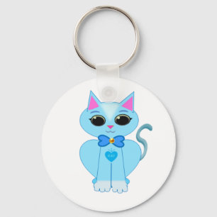 Stylische süße hellblaue Kätzchenkatze Schlüsselanhänger