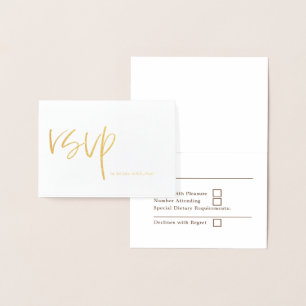 Stylische Typografie Wedding RSVP Typografie Gold Folienkarte