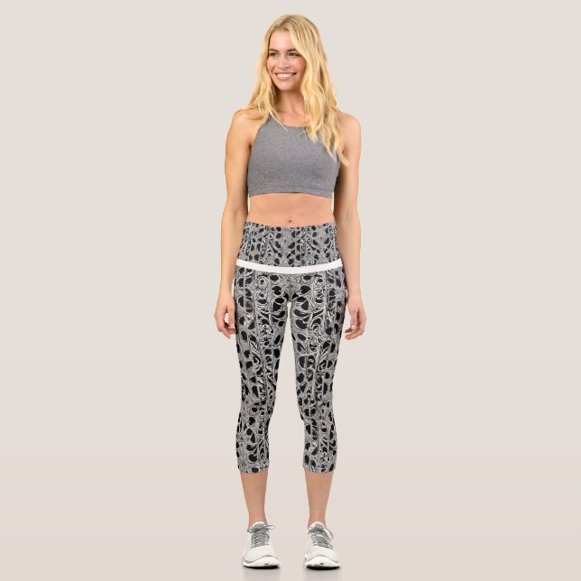 stylische und vielseitige Hochwaisted Printed Capr Capri Leggings (Vorderseite)