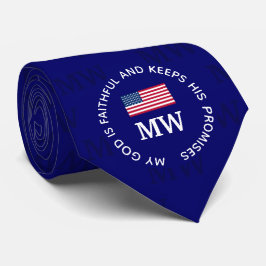Stylische USA AMERICAN Blue Monogram Neck Tie Krawatte