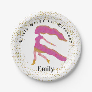 Stylische Virgo 1. Geburtstag & Gold Confetti Pappteller