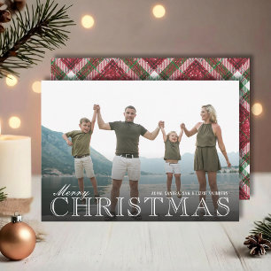 Stylische Weihnachts-Kariert-Foto Feiertagskarte