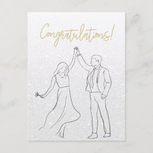 Stylische White Congratulation Wedding Card Postkarte