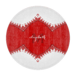 Stylische White Red Lace Personalize It Wohngestal Schneidebrett