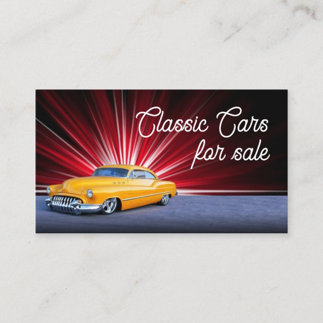 Stylische Yellow Classic Car Business Card Visitenkarte (Vorderseite)