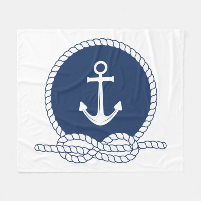 Stylischer Anker und Seil Fleecedecke (Vorderseite (Horizontal))