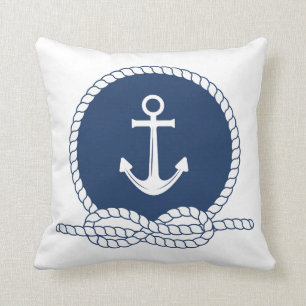 Stylischer Anker und Seil Kissen