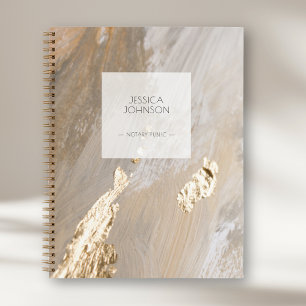 Stylischer Beiger Gold Wasserfarben Name Notar öff Notizbuch