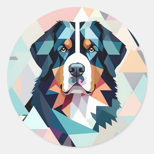 Stylischer Berner-Berg in mehrfarbiger geometrisch Runder Aufkleber (Vorderseite)