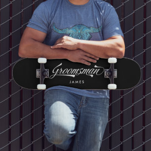 Stylischer Black Retro Typografy Trauzeuge Skateboard