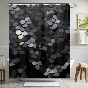 Stylischer Black Sequin Duschvorhang