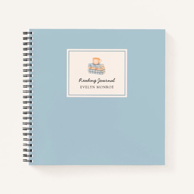 Stylischer blauer Wasserfarbe Bücherstapel Custom Notizbuch (Vorderseite)