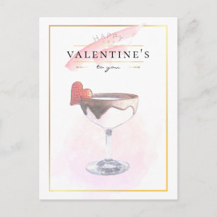 Stylischer Bleistiftkunst-St. Valentinstag-Cocktai Postkarte